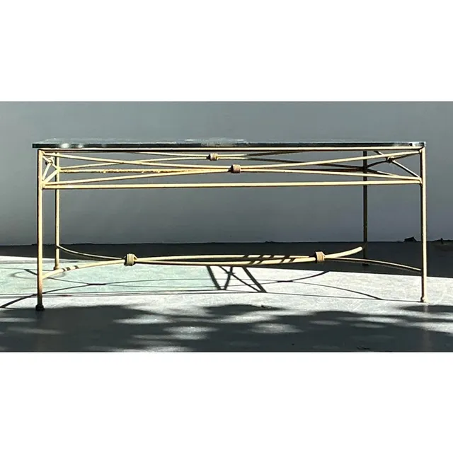 Vintage Boho Distressed Wrought Iron Coffee Table — additional photo 5