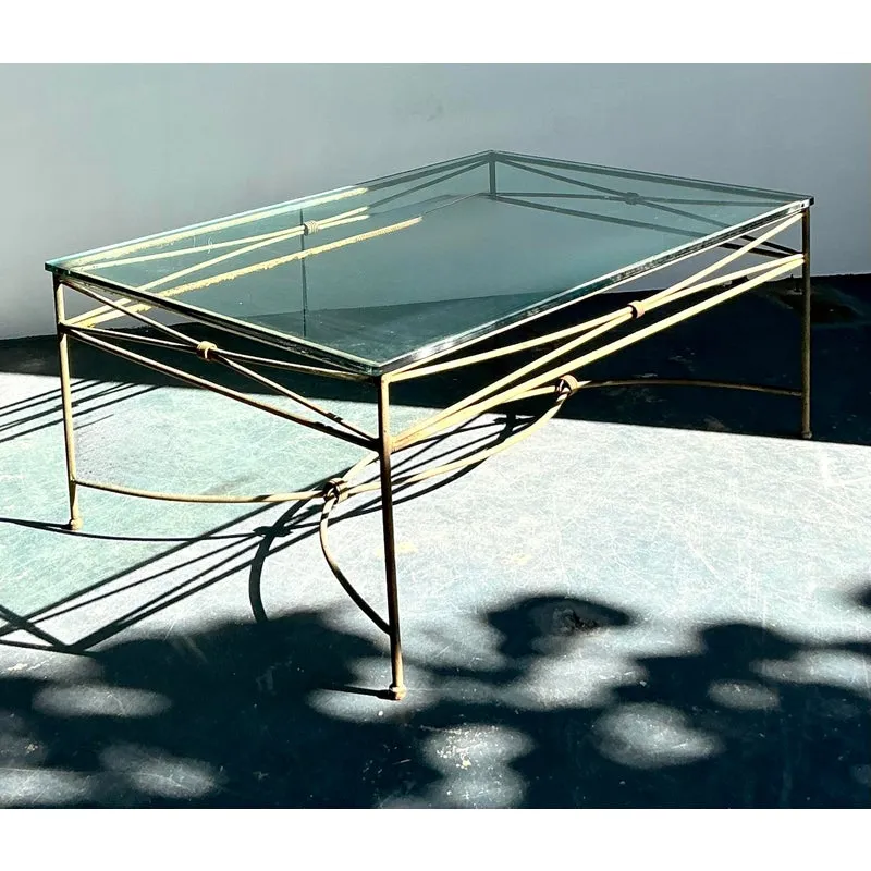 Vintage Boho Distressed Wrought Iron Coffee Table — additional photo 1
