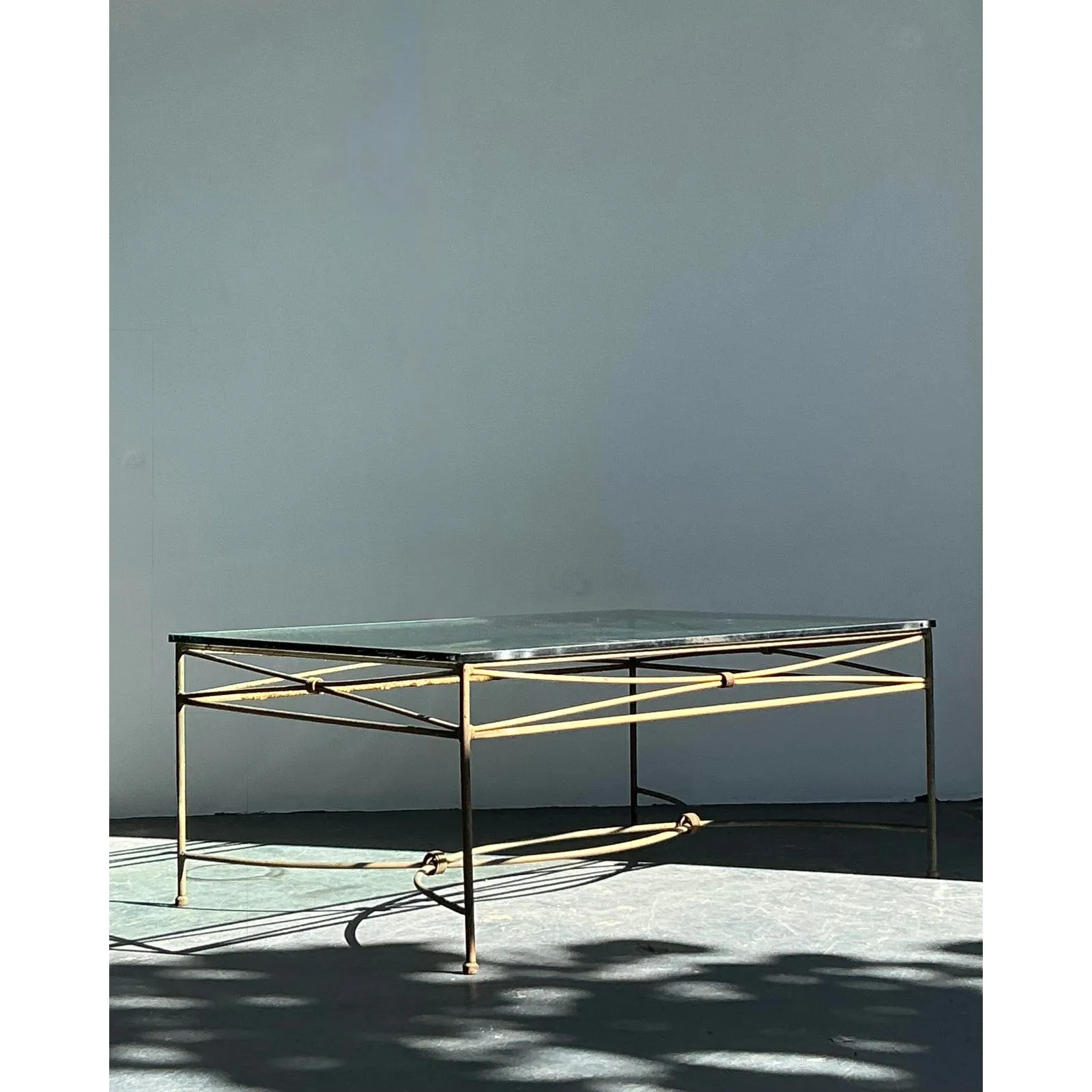 Vintage Boho Distressed Wrought Iron Coffee Table — additional photo 4