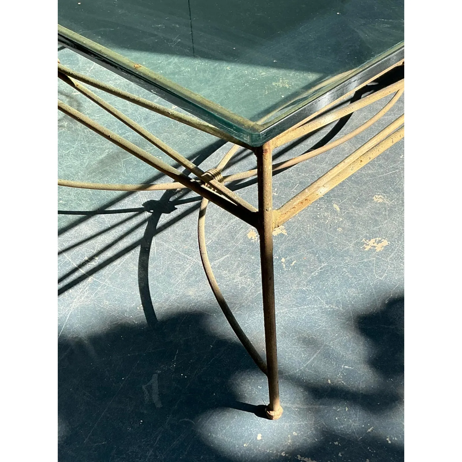 Vintage Boho Distressed Wrought Iron Coffee Table — additional photo 7