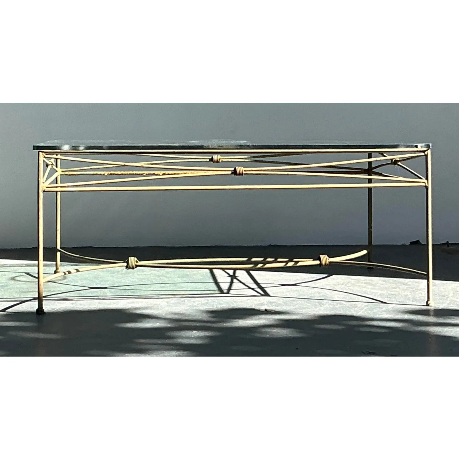 Vintage Boho Distressed Wrought Iron Coffee Table — additional photo 8