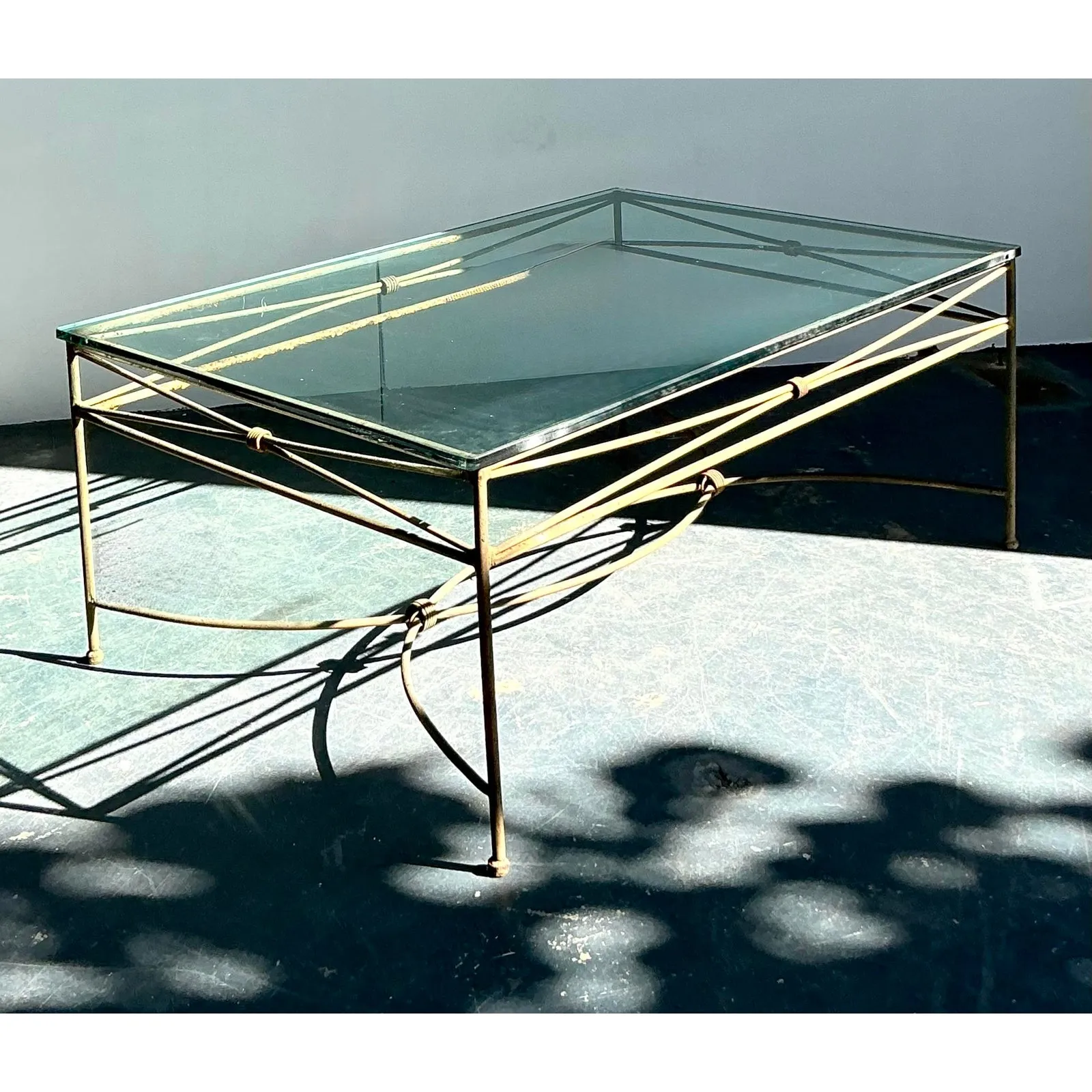 Vintage Boho Distressed Wrought Iron Coffee Table — additional photo 2