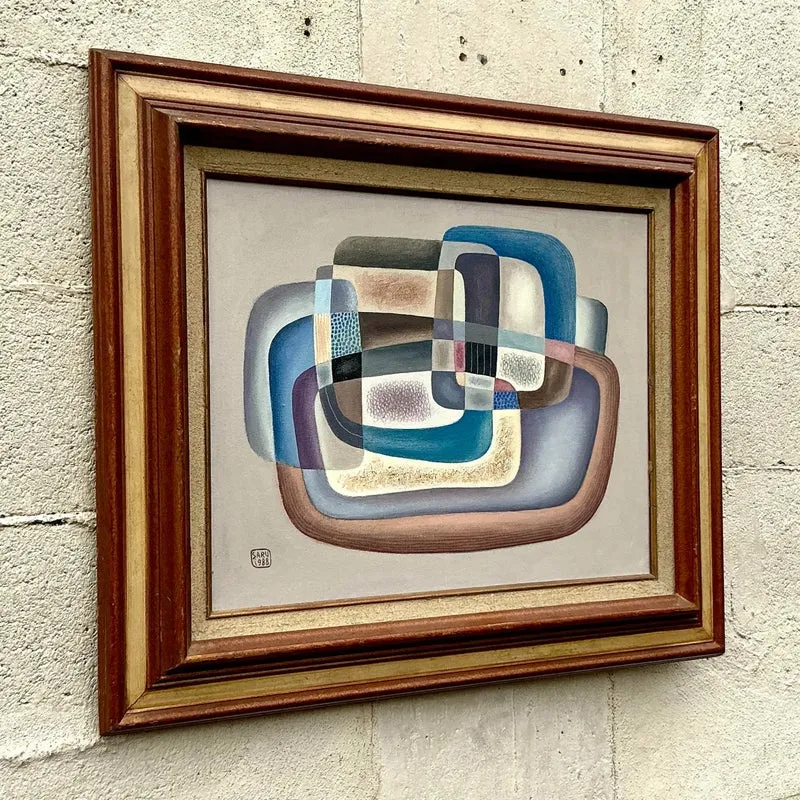 Vintage Boho 1988 Abstract Painting on Canvas — additional photo 6