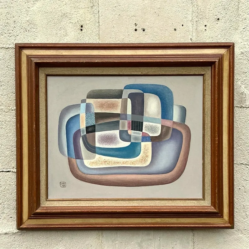 Vintage Boho 1988 Abstract Painting on Canvas — additional photo 1
