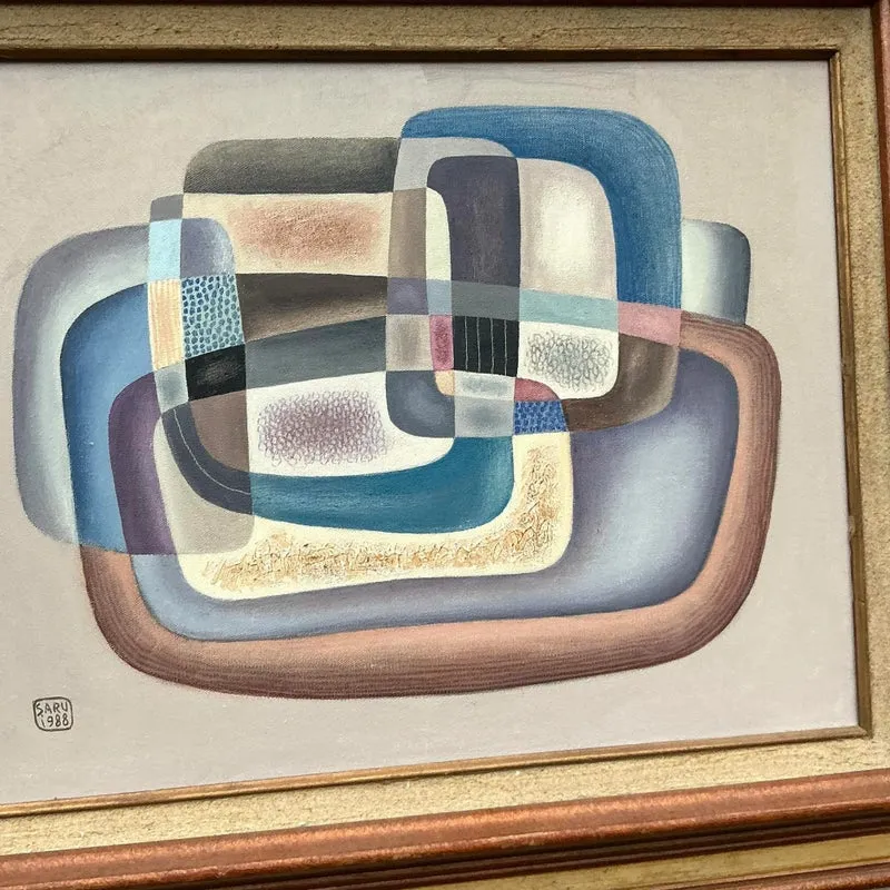 Vintage Boho 1988 Abstract Painting on Canvas — additional photo 7