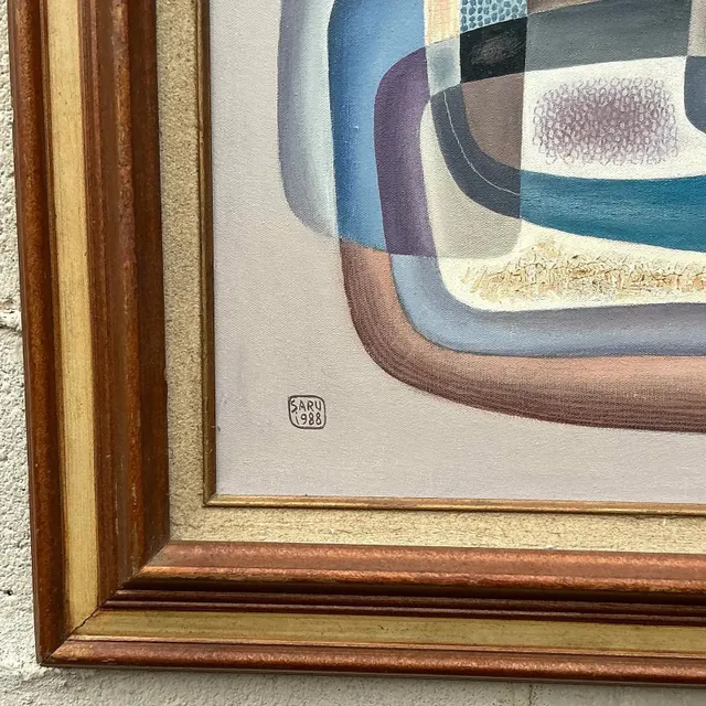 Vintage Boho 1988 Abstract Painting on Canvas — additional photo 8