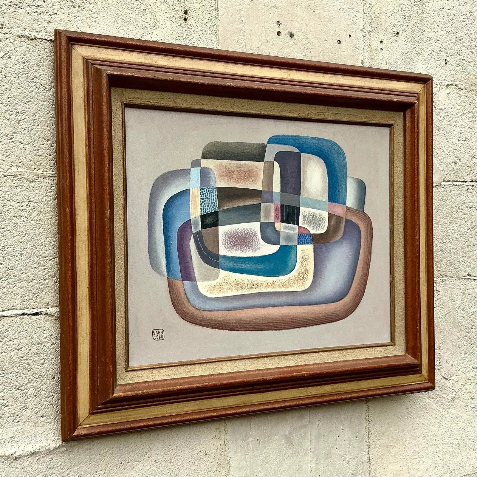 Vintage Boho 1988 Abstract Painting on Canvas — additional photo 4