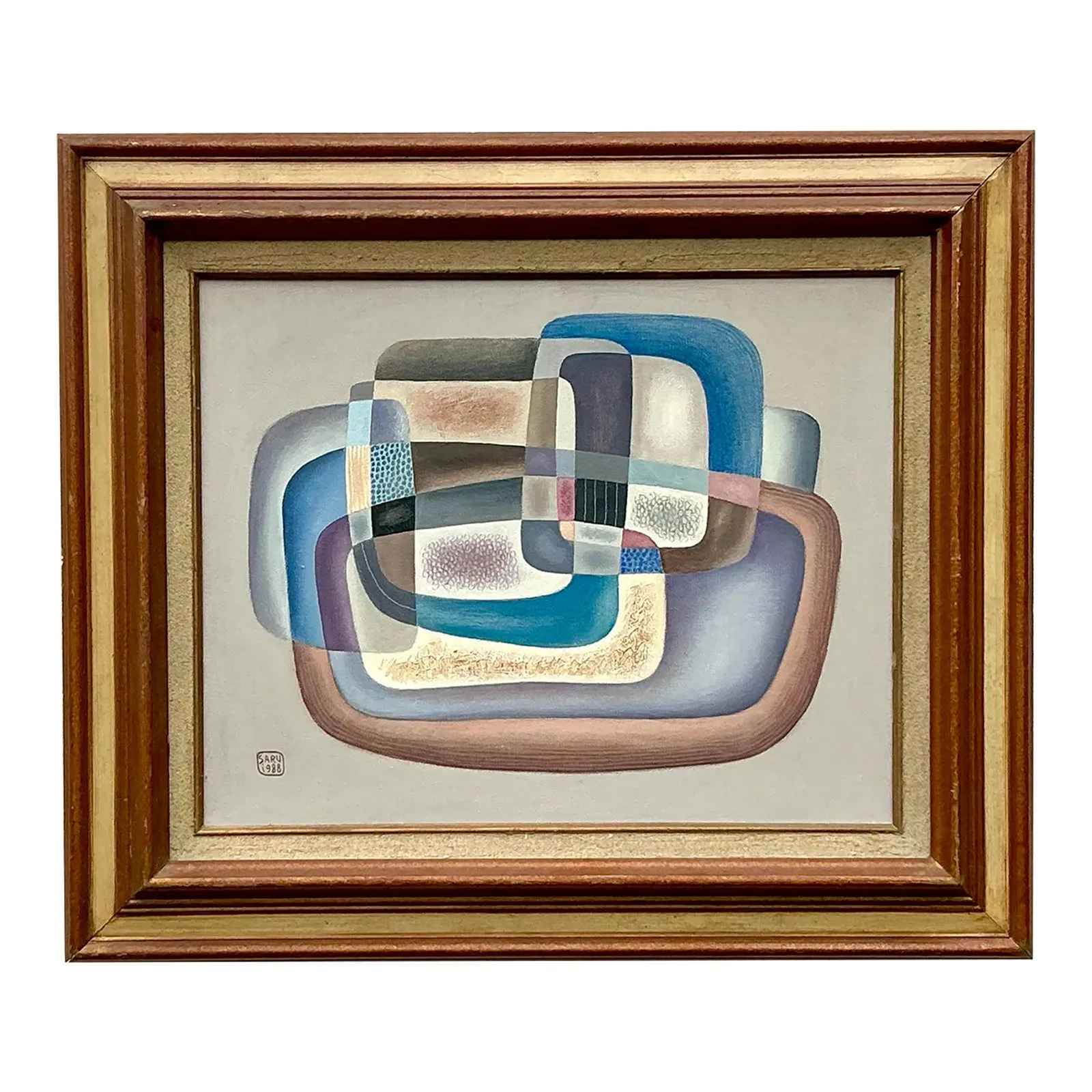 Vintage Boho 1988 Abstract Painting on Canvas — additional photo 1