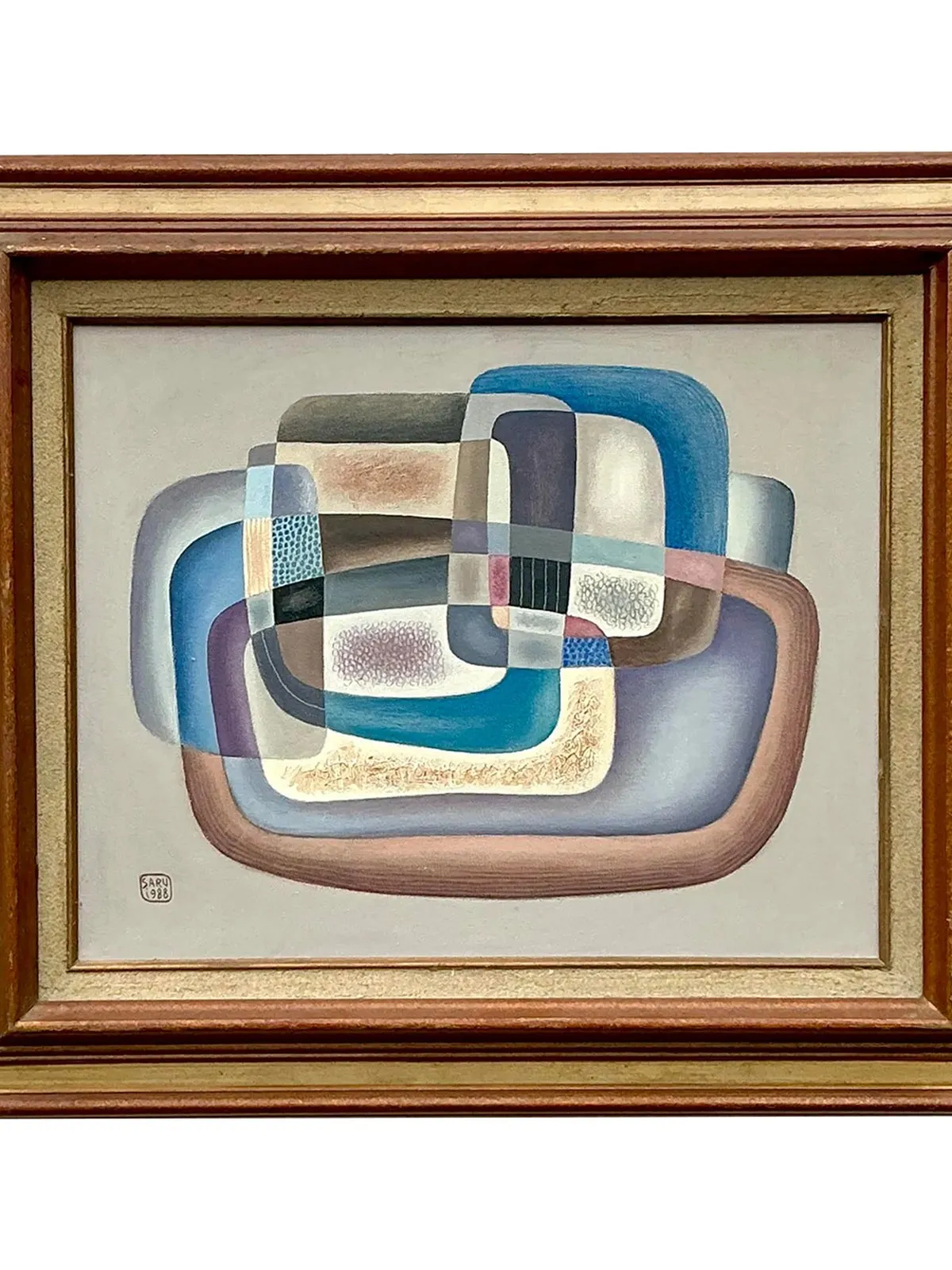 Vintage Boho 1988 Abstract Painting on Canvas
