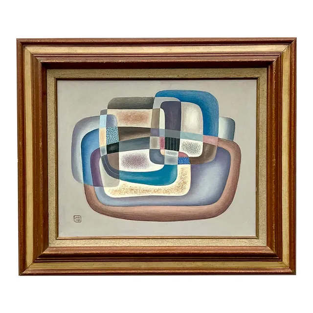 Vintage Boho 1988 Abstract Painting on Canvas — additional photo 1
