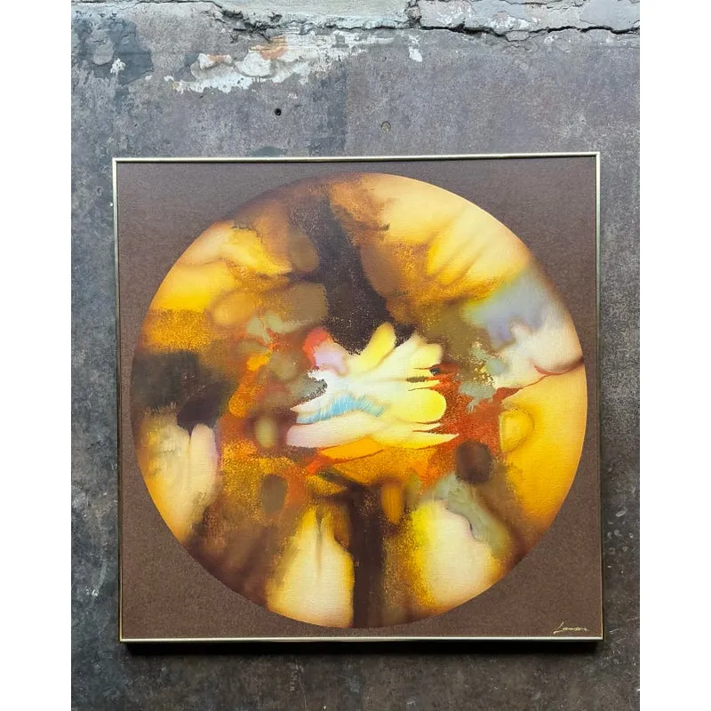 Vintage Boho Original Abstract Oil Painting on Canvas - Canvas, 40.25W x 40.25H - Side view