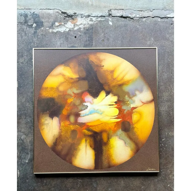 Vintage Boho Original Abstract Oil Painting on Canvas - Canvas, 40.25W x 40.25H - Top view