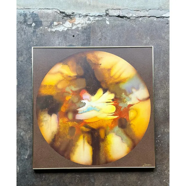 Vintage Boho Original Abstract Oil Painting on Canvas - Canvas, 40.25W x 40.25H — additional photo 6