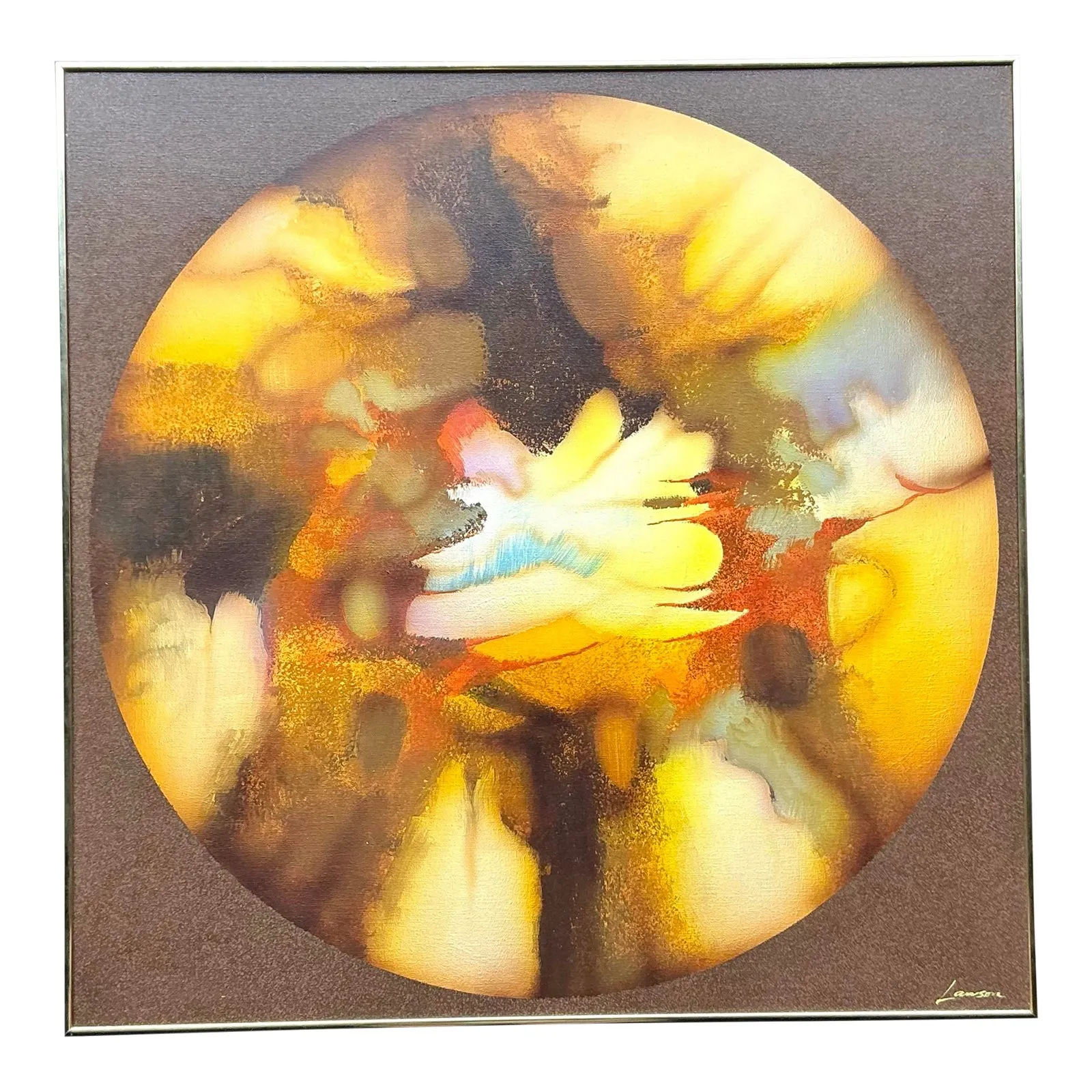 Vintage Boho Original Abstract Oil Painting on Canvas - Canvas, 40.25W x 40.25H — additional photo 1