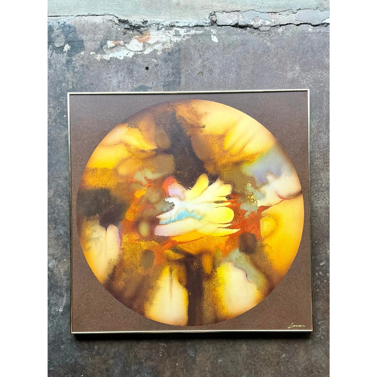 Vintage Boho Original Abstract Oil Painting on Canvas - Canvas, 40.25W x 40.25H — additional photo 7