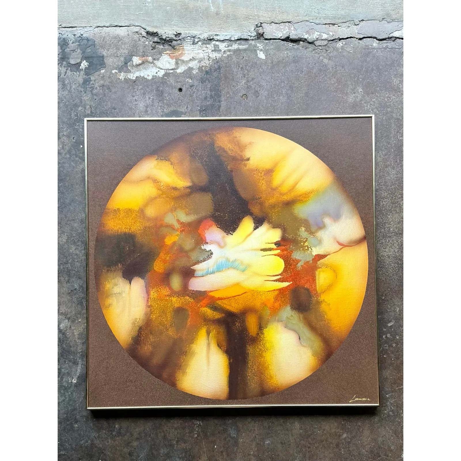 Vintage Boho Original Abstract Oil Painting on Canvas - Canvas, 40.25W x 40.25H — additional photo 8