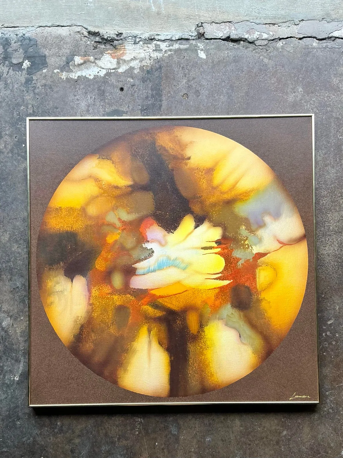 Vintage Boho Original Abstract Oil Painting on Canvas - Canvas, 40.25W x 40.25H - Interior view