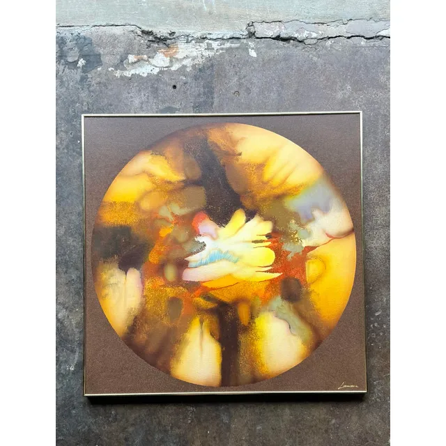 Vintage Boho Original Abstract Oil Painting on Canvas - Canvas, 40.25W x 40.25H — additional photo 8