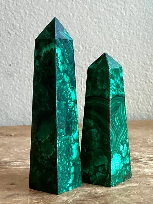 Vintage Boho Malachite Obelisk- a Pair — additional photo 1