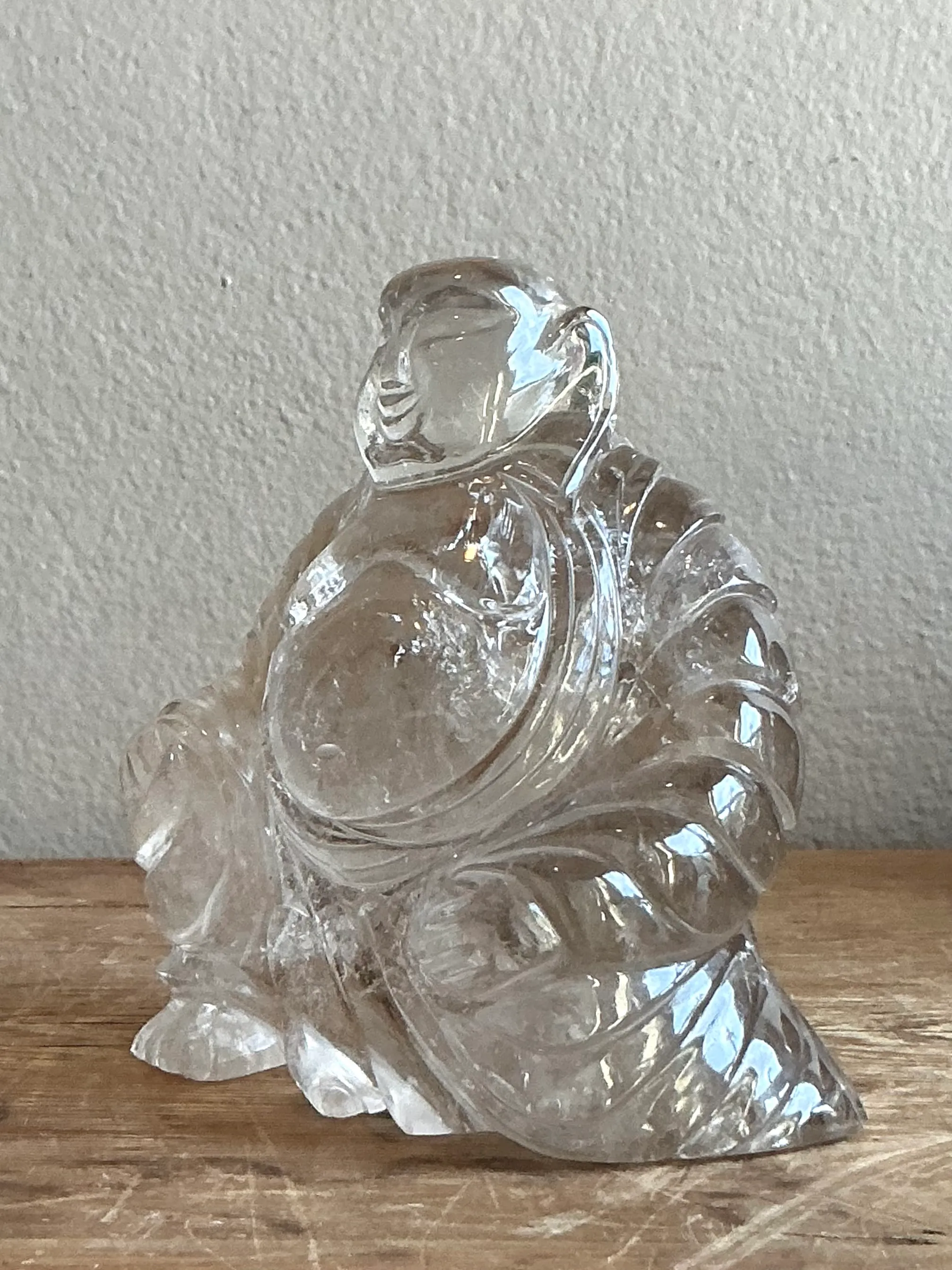 Vintage Boho Clear Quartz Carved Buddha — additional photo 4
