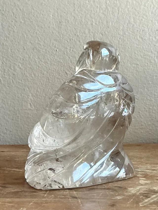 Vintage Boho Clear Quartz Carved Buddha — additional photo 2