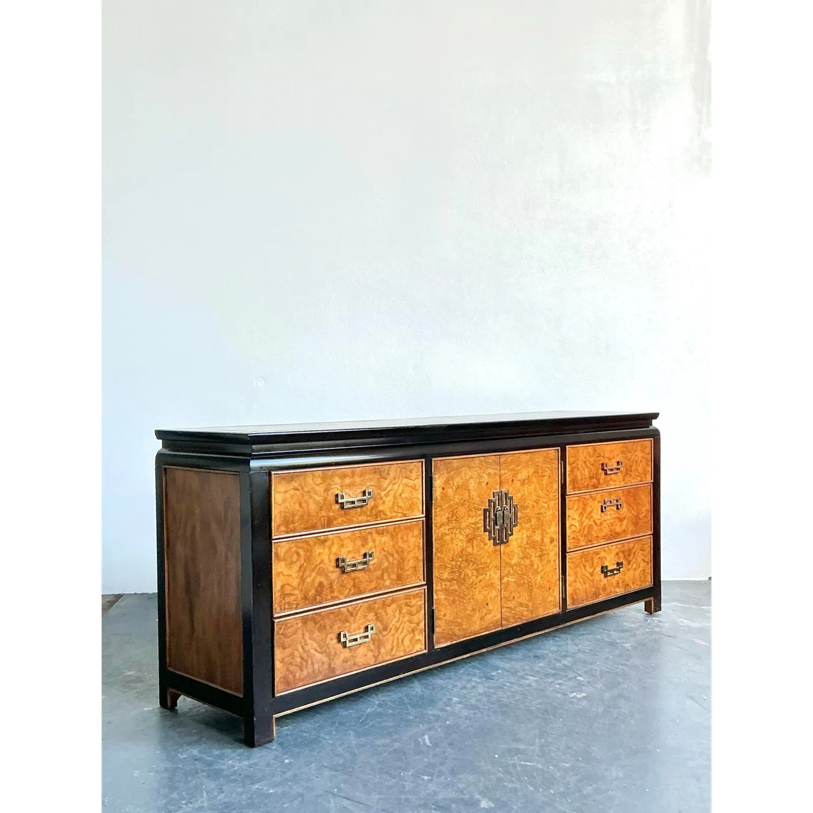 Vintage Regency Century Chin Hua Burl Pagoda Dresser — additional photo 1