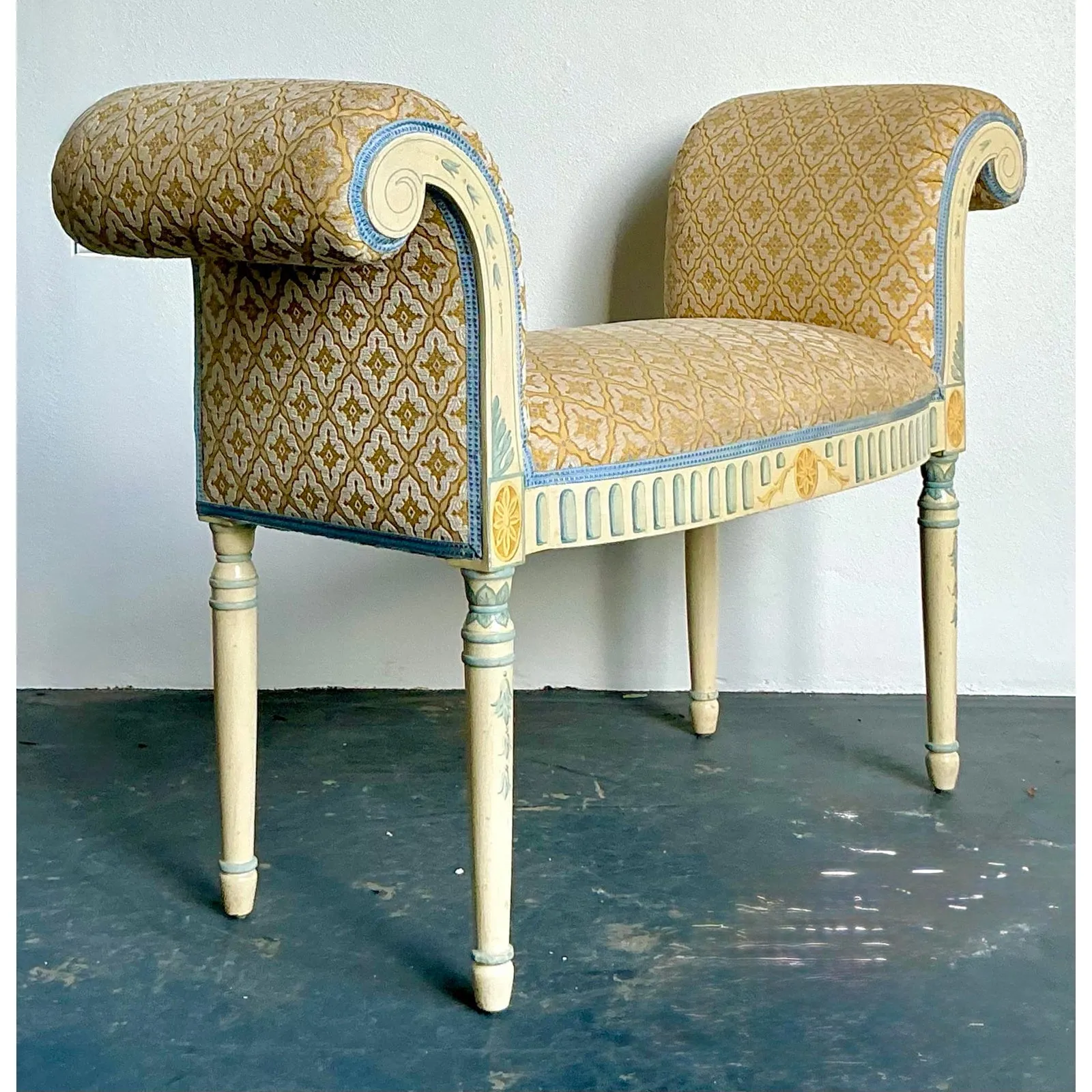 Vintage Regency Hand Painted Bow Front Bench — additional photo 2