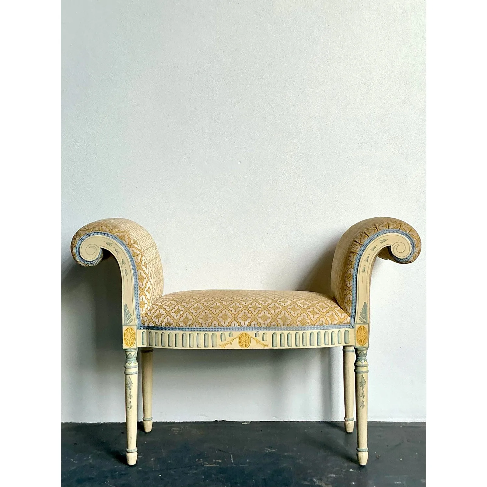 Vintage Regency Hand Painted Bow Front Bench — additional photo 8