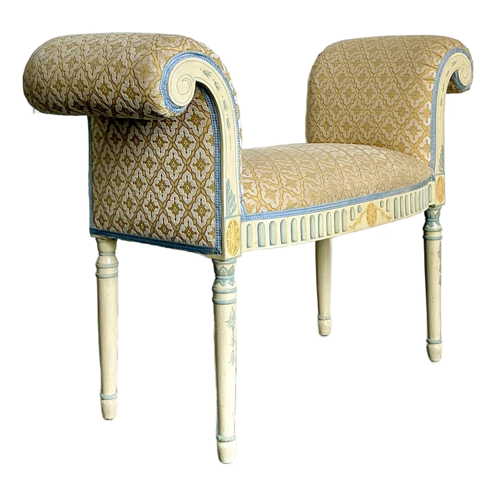 Vintage Regency Hand Painted Bow Front Bench — additional photo 1