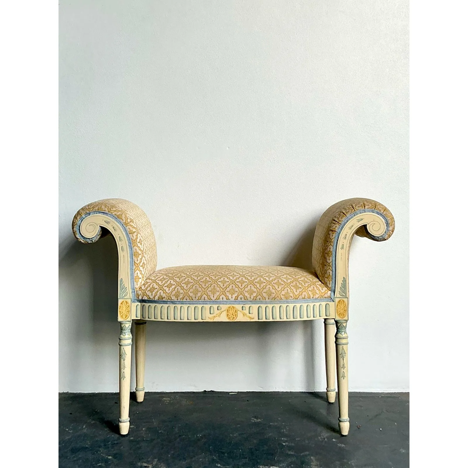 Vintage Regency Hand Painted Bow Front Bench — additional photo 5