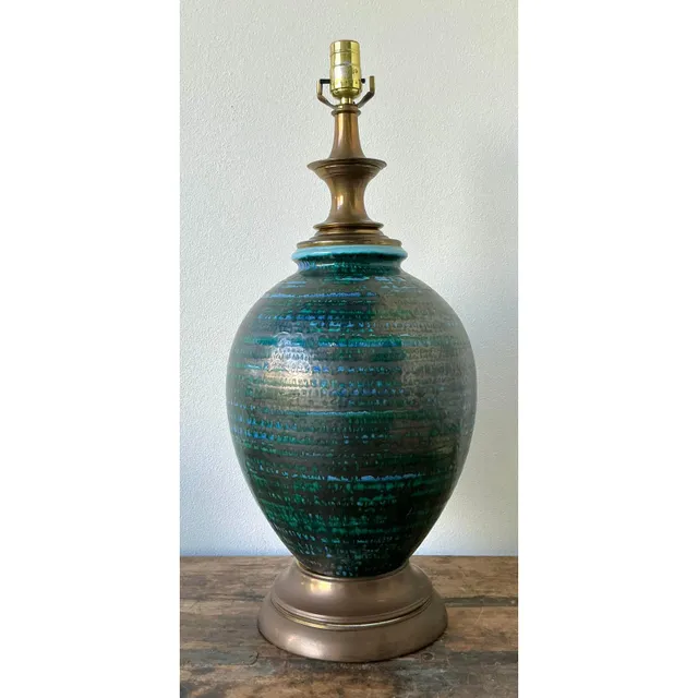 Vintage MCM Glazed Ceramic Lamp — additional photo 2