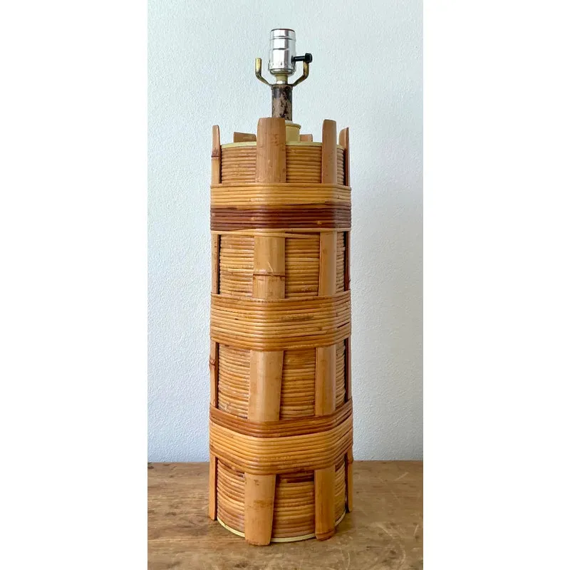 Vintage Boho Wrapped Rattan Lamp — additional photo 1