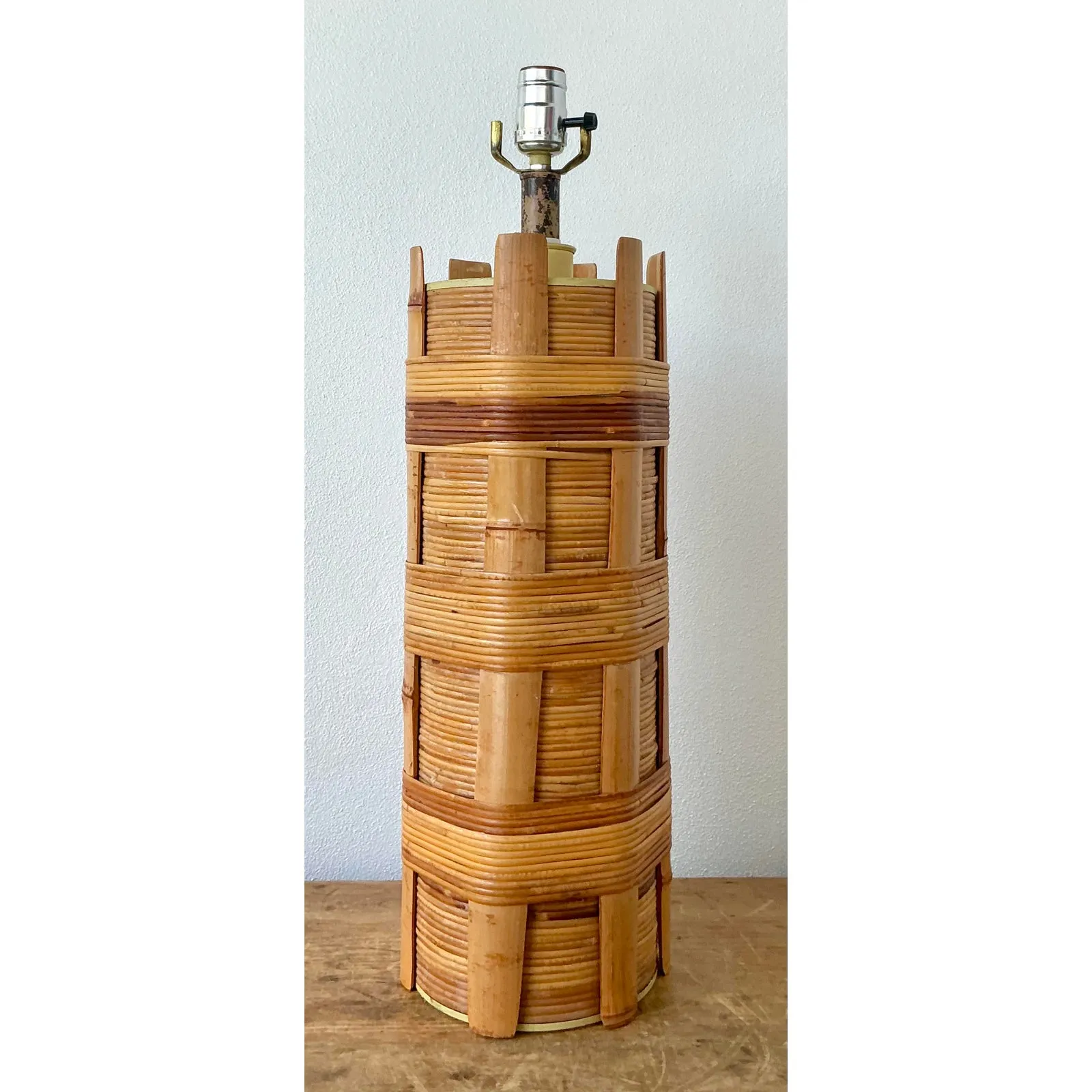 Vintage Boho Wrapped Rattan Lamp — additional photo 3