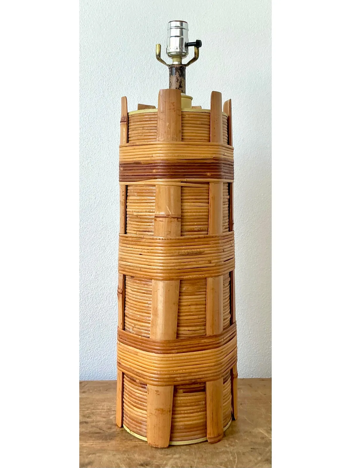 Vintage Boho Wrapped Rattan Lamp — additional photo 1