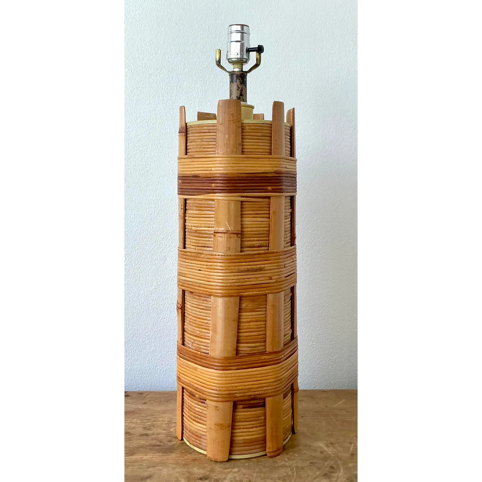 Vintage Boho Wrapped Rattan Lamp — additional photo 8