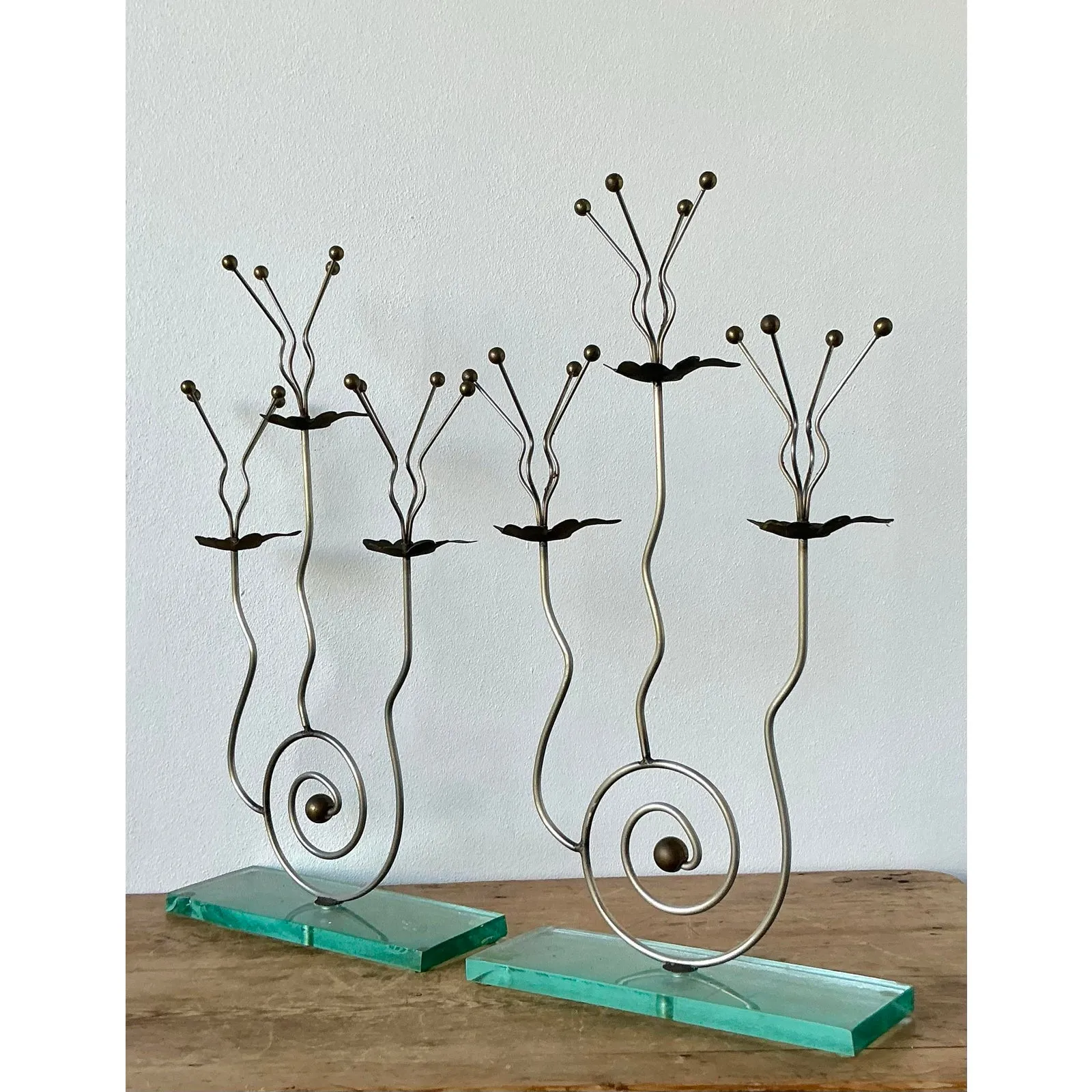 Vintage Postmodern Three Candle Candelabra After Tony Evans - A Pair — additional photo 5