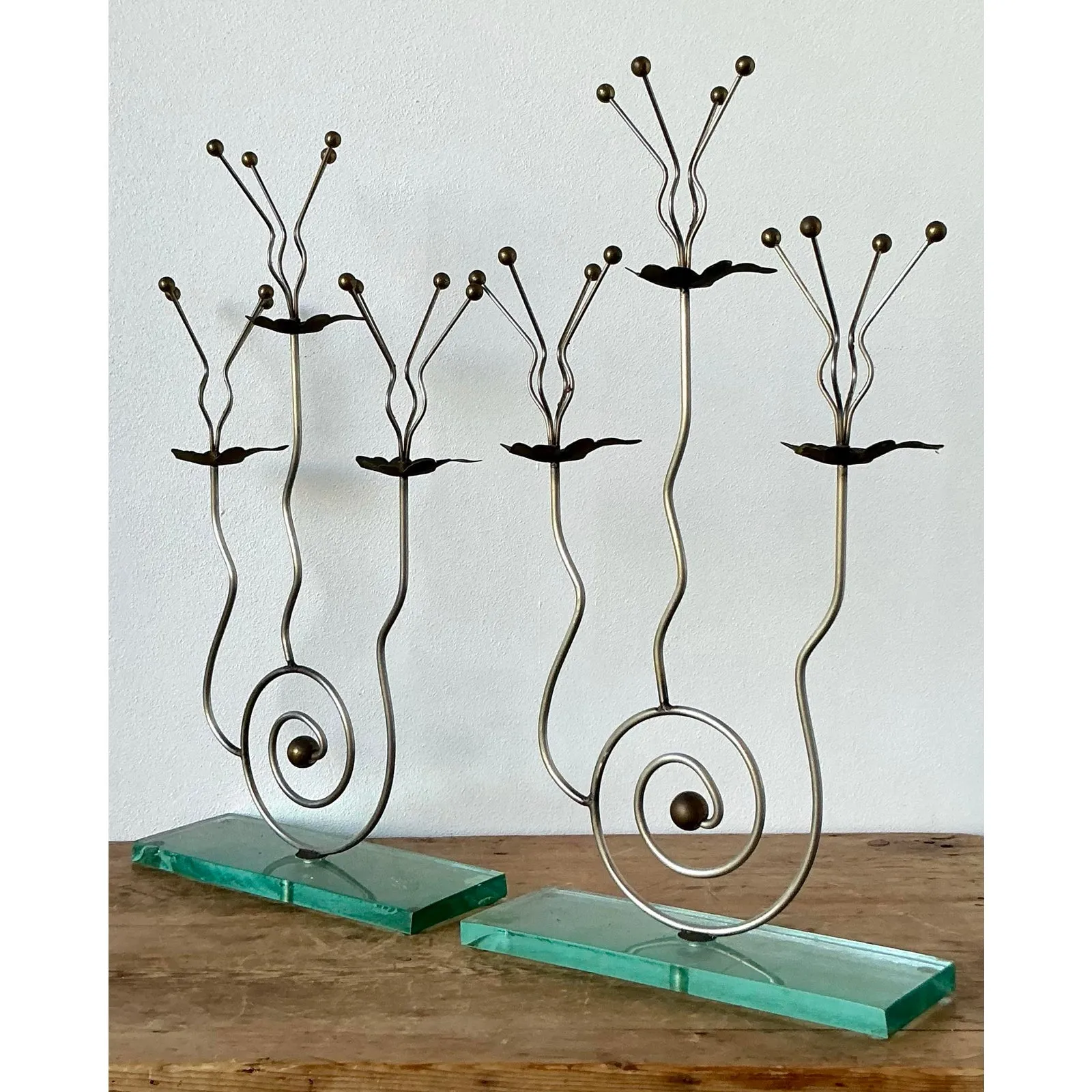 Vintage Postmodern Three Candle Candelabra After Tony Evans - A Pair — additional photo 7
