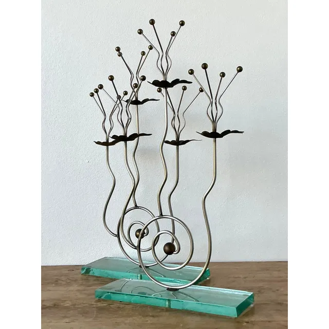 Vintage Postmodern Three Candle Candelabra After Tony Evans - A Pair — additional photo 8
