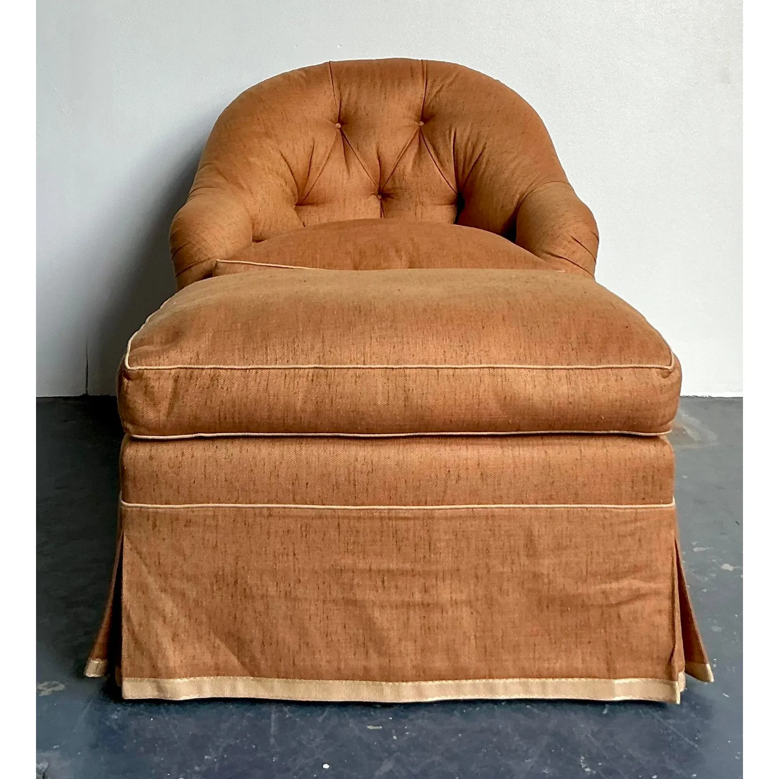 Vintage Regency Tufted Lounge Chair and Ottoman — additional photo 3
