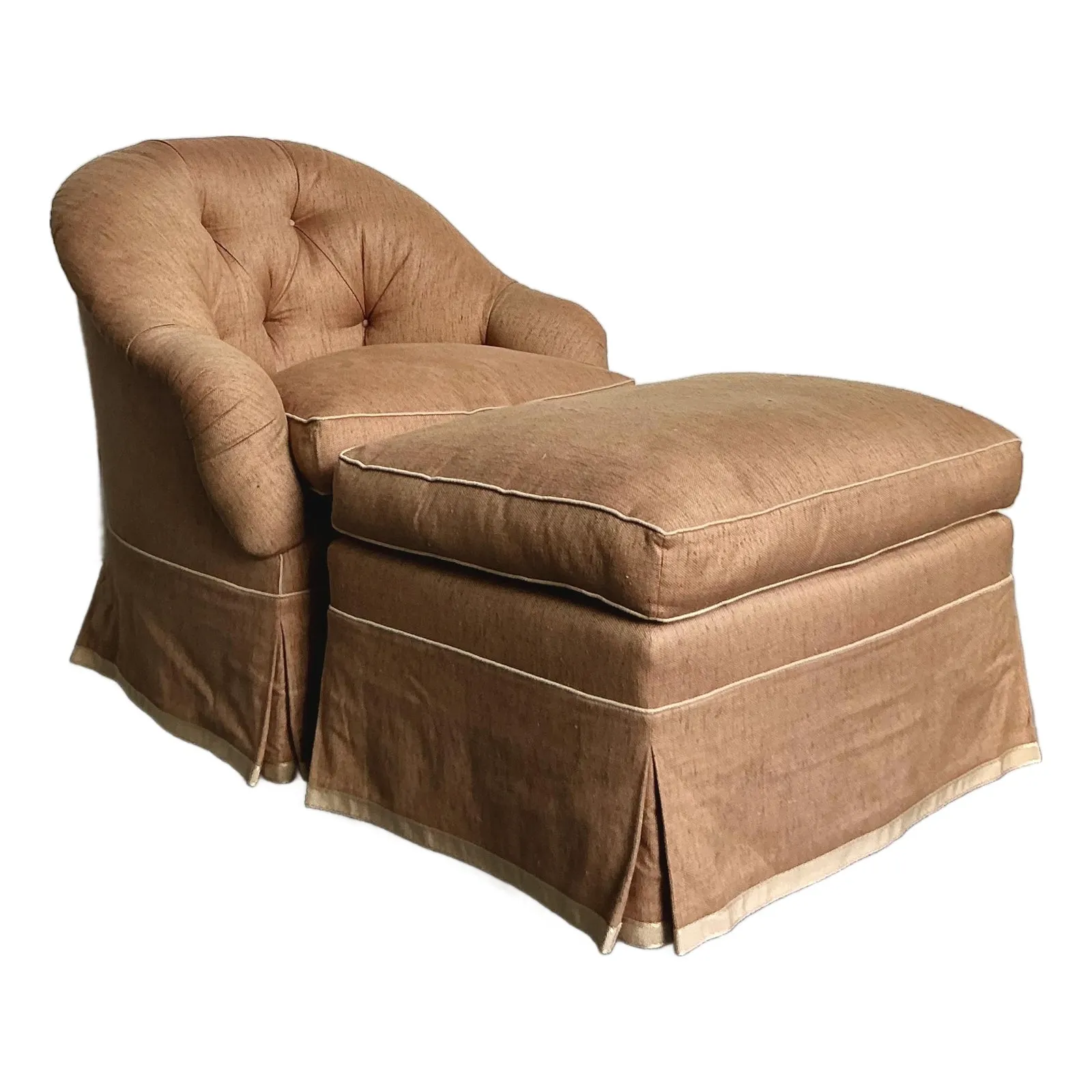 Vintage Regency Tufted Lounge Chair and Ottoman — additional photo 6