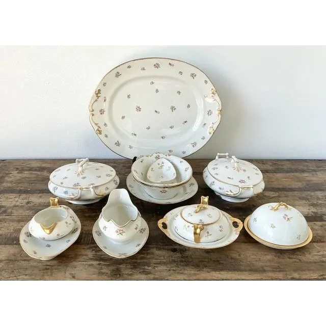 Vintage Regency Limoges China Floral Serving Pieces - Set of 12 — additional photo 3