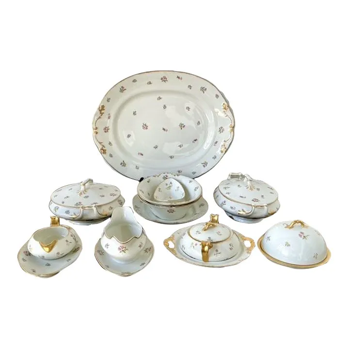 Vintage Regency Limoges China Floral Serving Pieces - Set of 12 — additional photo 1