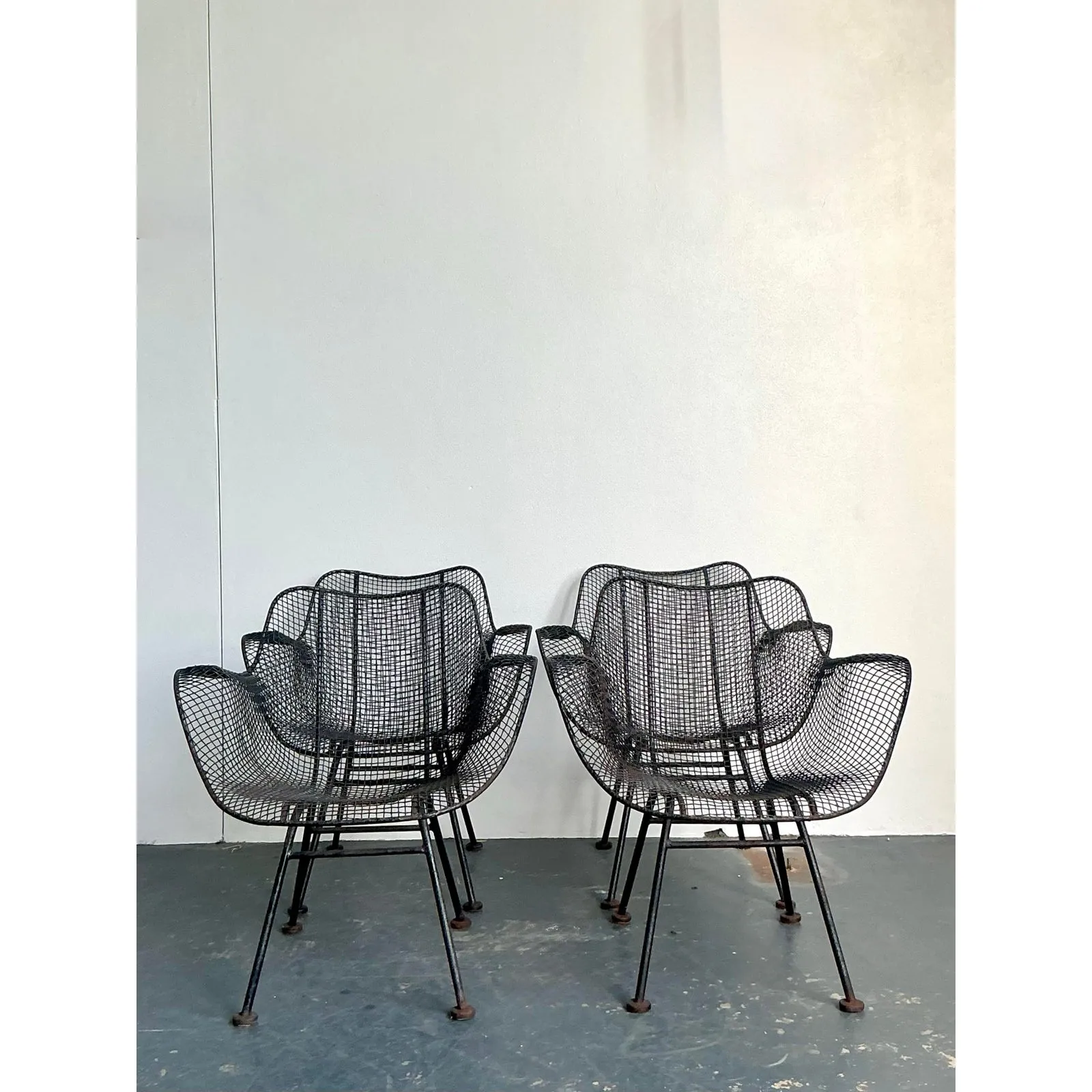 Vintage MCM Russell Woodard “Sculptura” Wrought Iron Dining Chairs - Set of 4 — additional photo 3