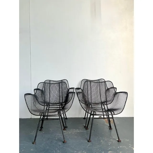 Vintage MCM Russell Woodard “Sculptura” Wrought Iron Dining Chairs - Set of 4 — additional photo 3