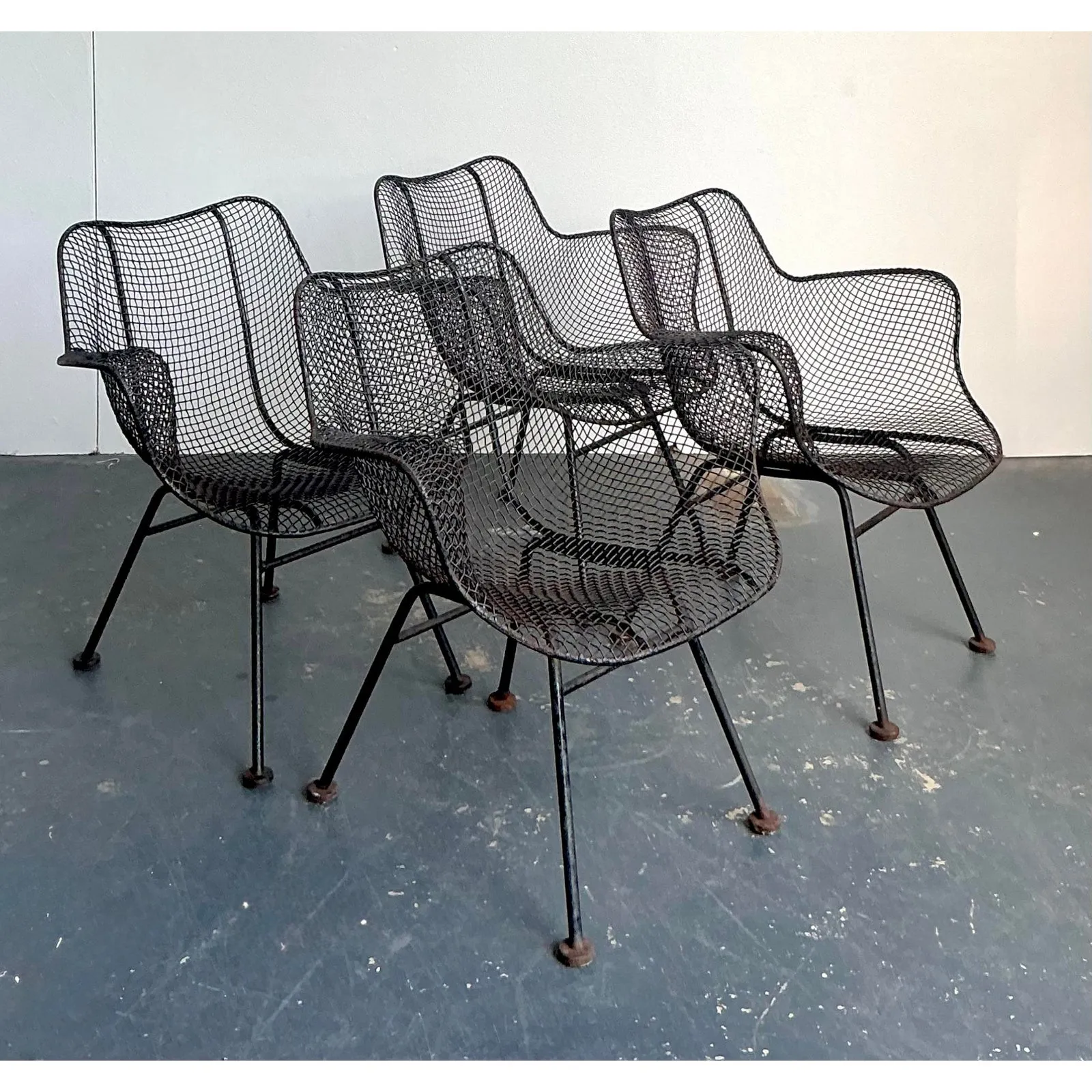 Vintage MCM Russell Woodard “Sculptura” Wrought Iron Dining Chairs - Set of 4 — additional photo 1