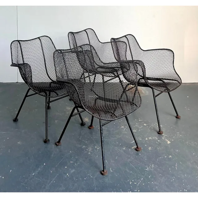 Vintage MCM Russell Woodard “Sculptura” Wrought Iron Dining Chairs - Set of 4 — additional photo 1