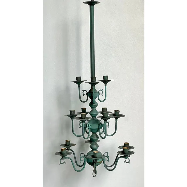 Vintage Boho Verdigris 15 Arm Chandelier — additional photo 2