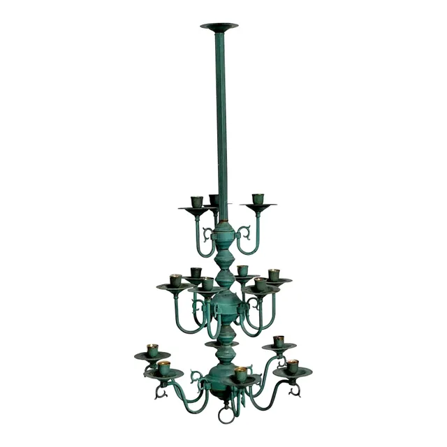 Vintage Boho Verdigris 15 Arm Chandelier — additional photo 1