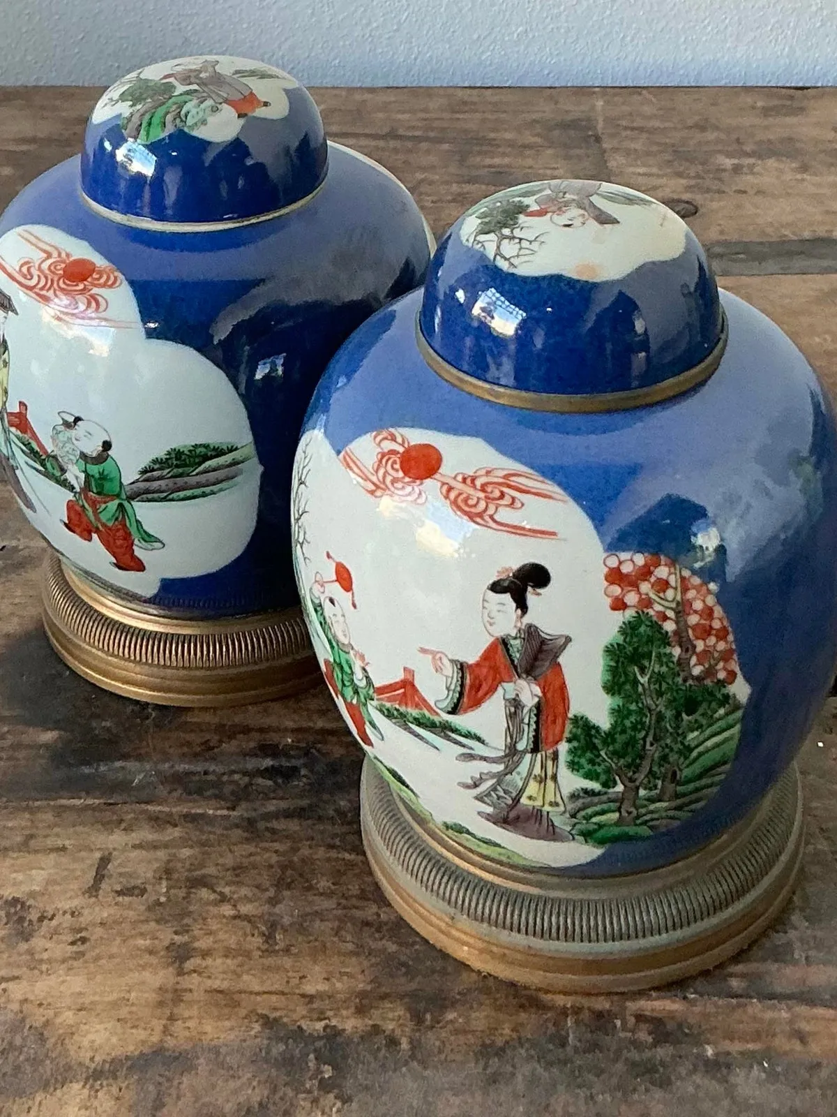 Vintage Asian Famile Verte Lidded Ceramic Jars - A Pair — additional photo 4