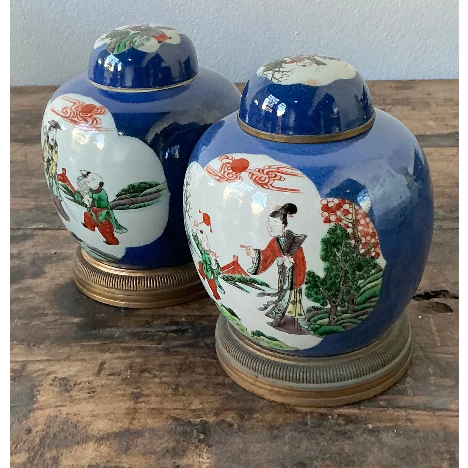 Vintage Asian Famile Verte Lidded Ceramic Jars - A Pair — additional photo 7